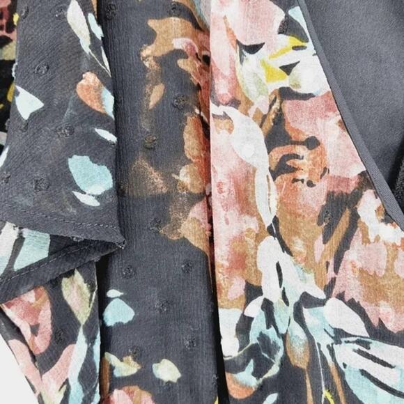 TORRID supplice  FAUX WRAP midi DRESS SWISS DOT FLORAL DARK GREY‎ plus size 4 - Picture 10 of 15